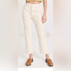 Re/Done Corduroy 70 Originals Pocket Loose Flare Pants Vintage Ivory Size 28